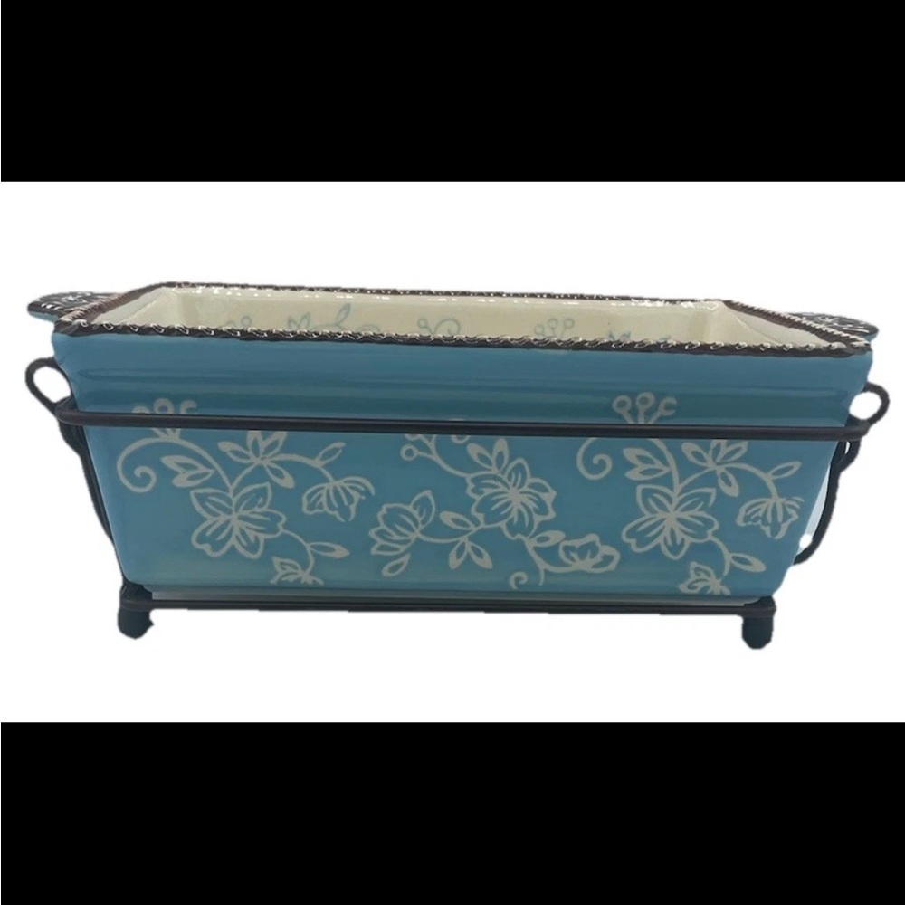Temptations Presentable Ovenware Floral Lace Baking Dish 1.5 QT Wire Rack CLEAN